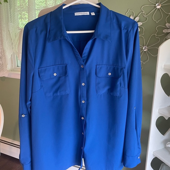 Notations | Tops | Notations Vibrant Blue Collared Shirt | Poshmark